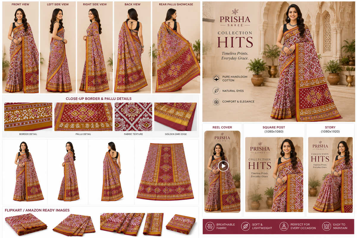 “Organic Cotton Printed Saree – Fast Colour & Wash Guarantee”