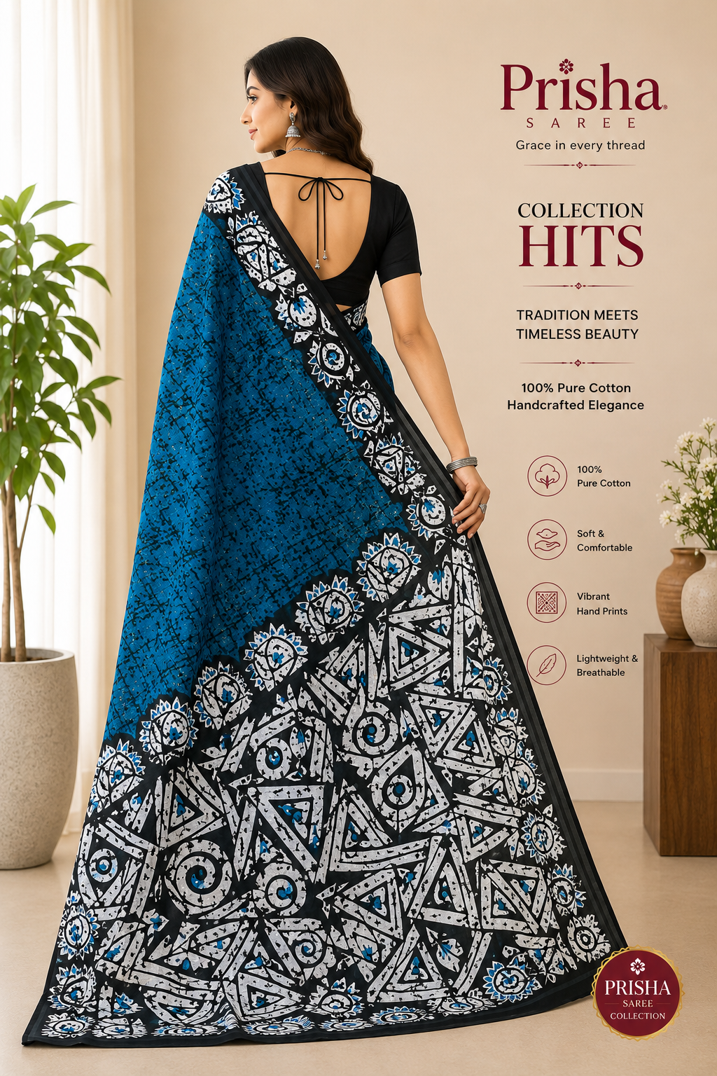 Floral Malmal Cotton Saree – Soft Touch, All‑Day Comfort