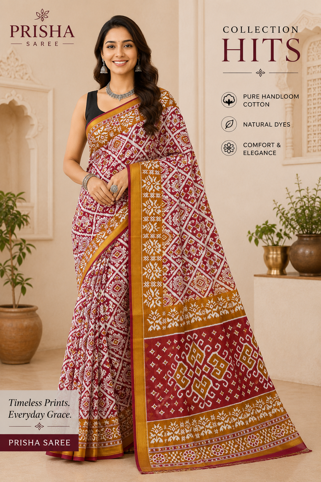 “Organic Cotton Printed Saree – Fast Colour & Wash Guarantee”