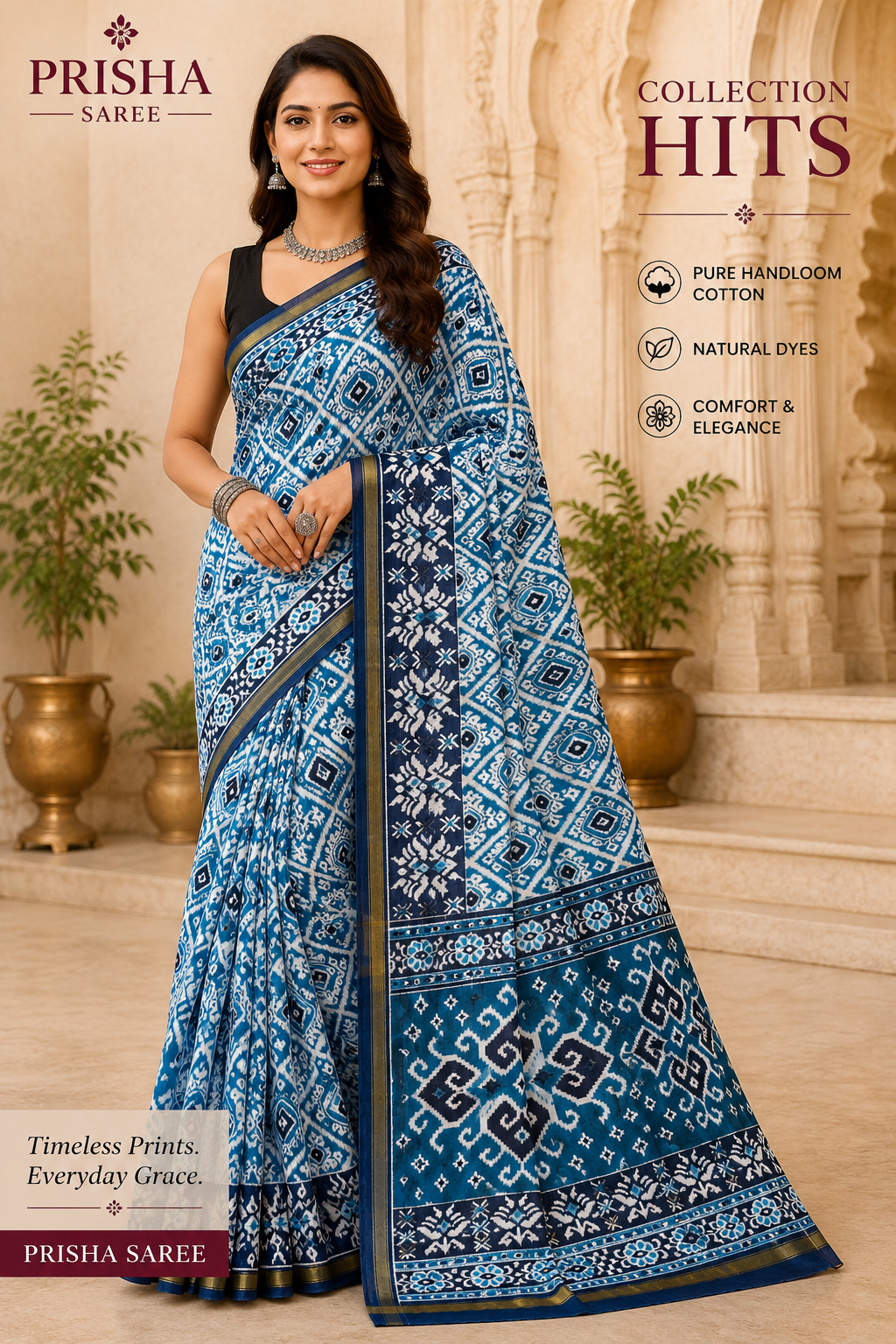 “Organic Cotton Printed Saree – Fast Colour & Wash Guarantee”