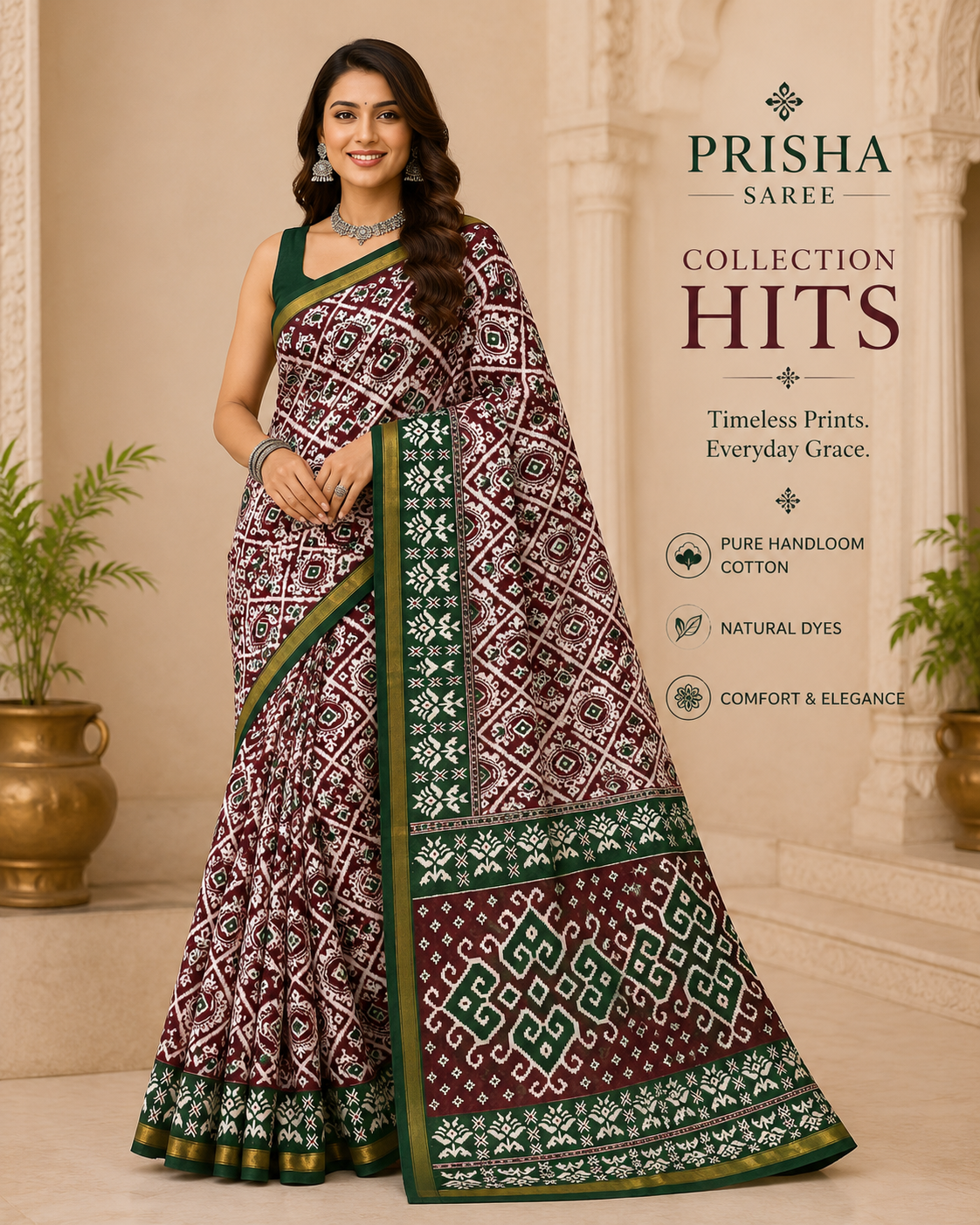 “Organic Cotton Printed Saree – Fast Colour & Wash Guarantee”