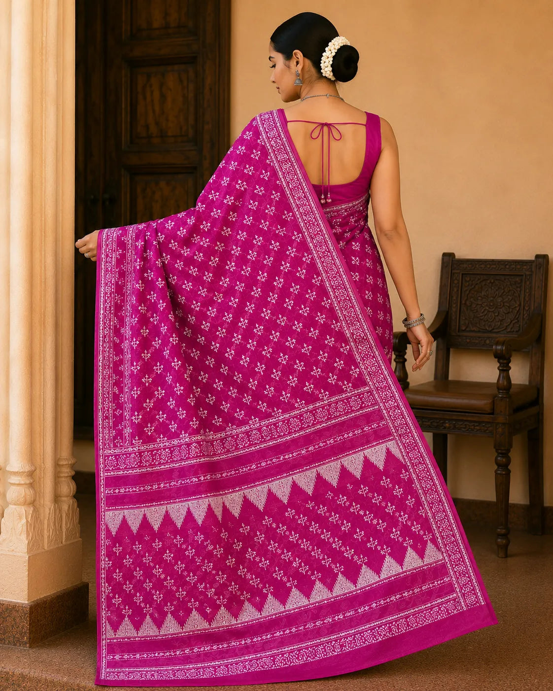 Chanderi Pink Cotton Saree