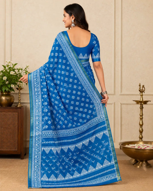 Chanderi Blue Saree