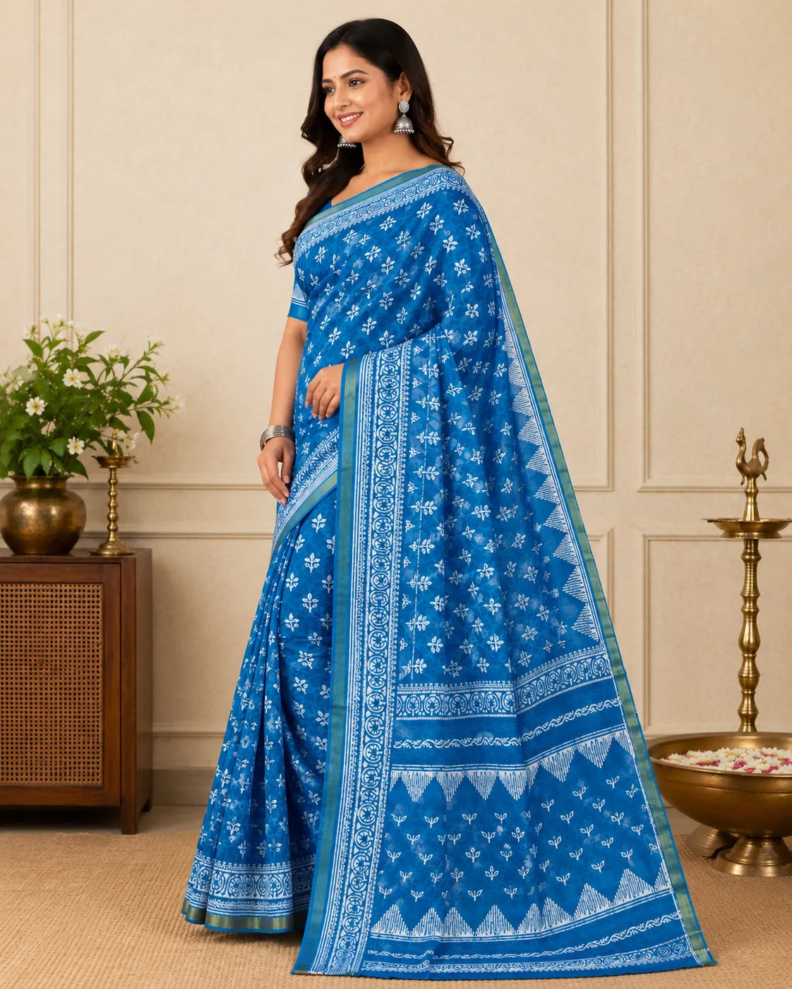Chanderi Blue Saree