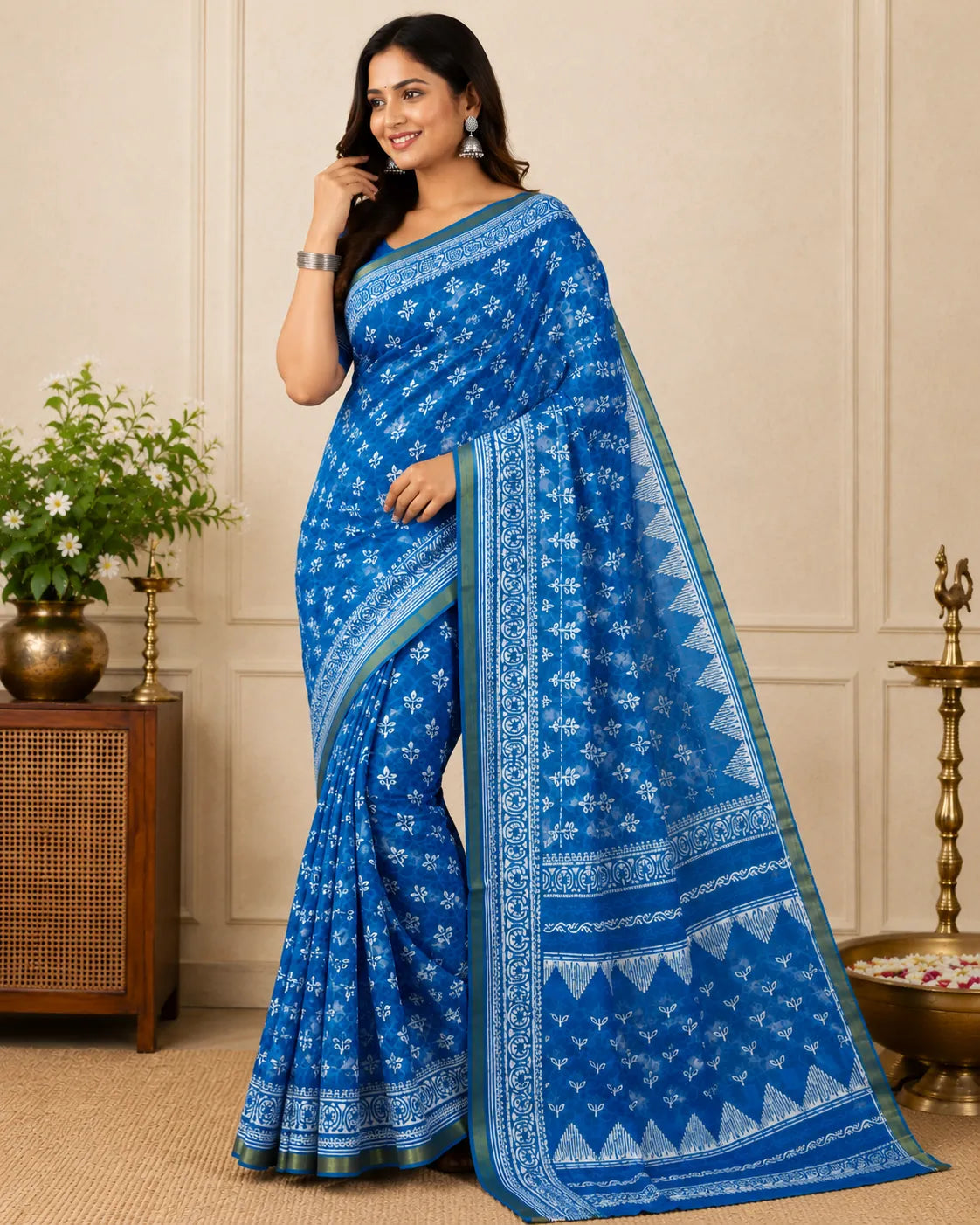 Chanderi Blue Saree