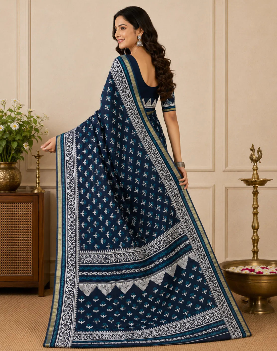 Chanderi Blue Saree
