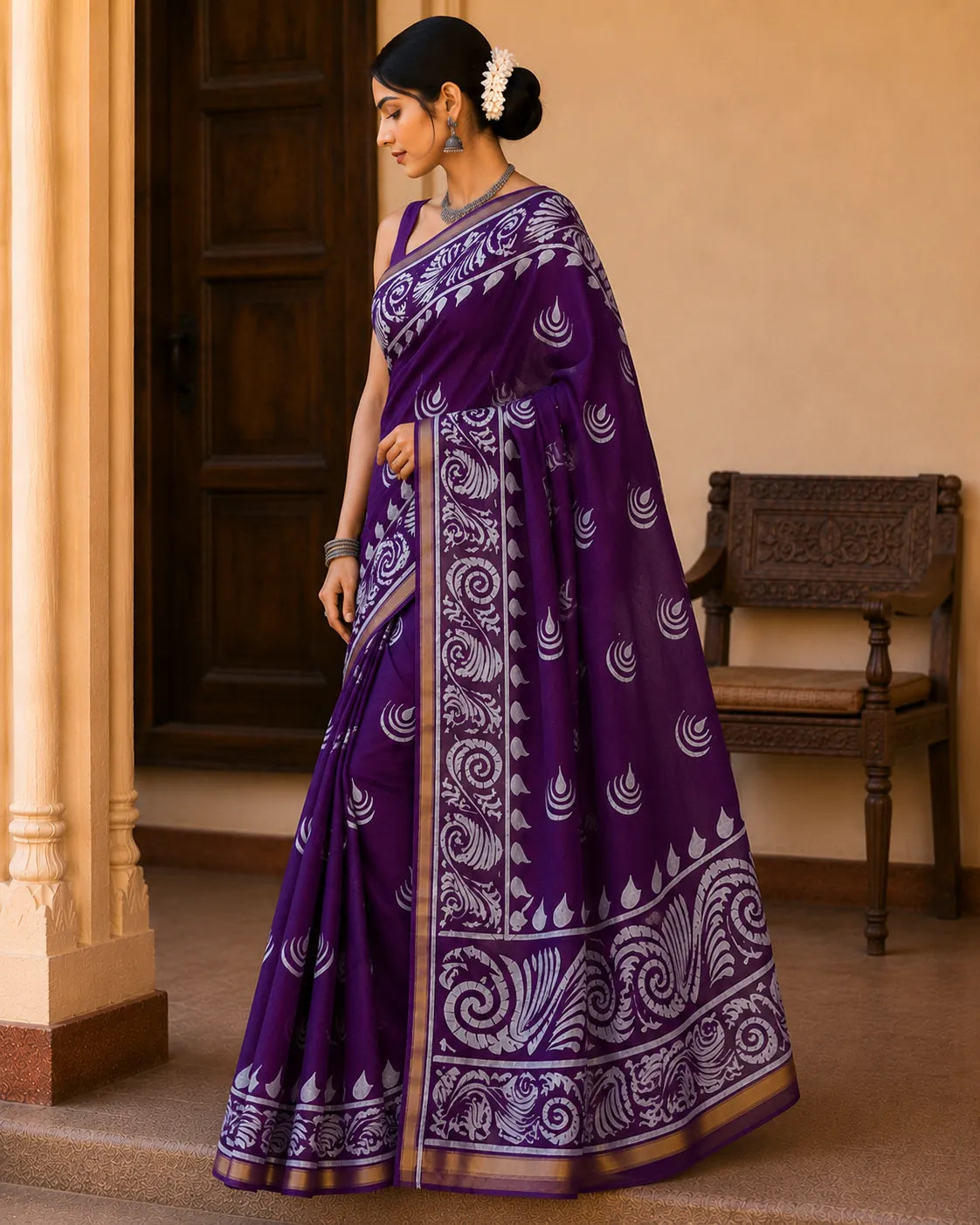 Organic Chanderi Purple - Saree