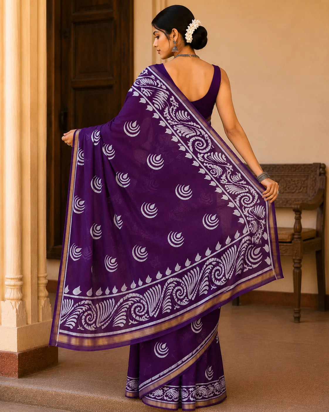 Organic Chanderi Purple - Saree