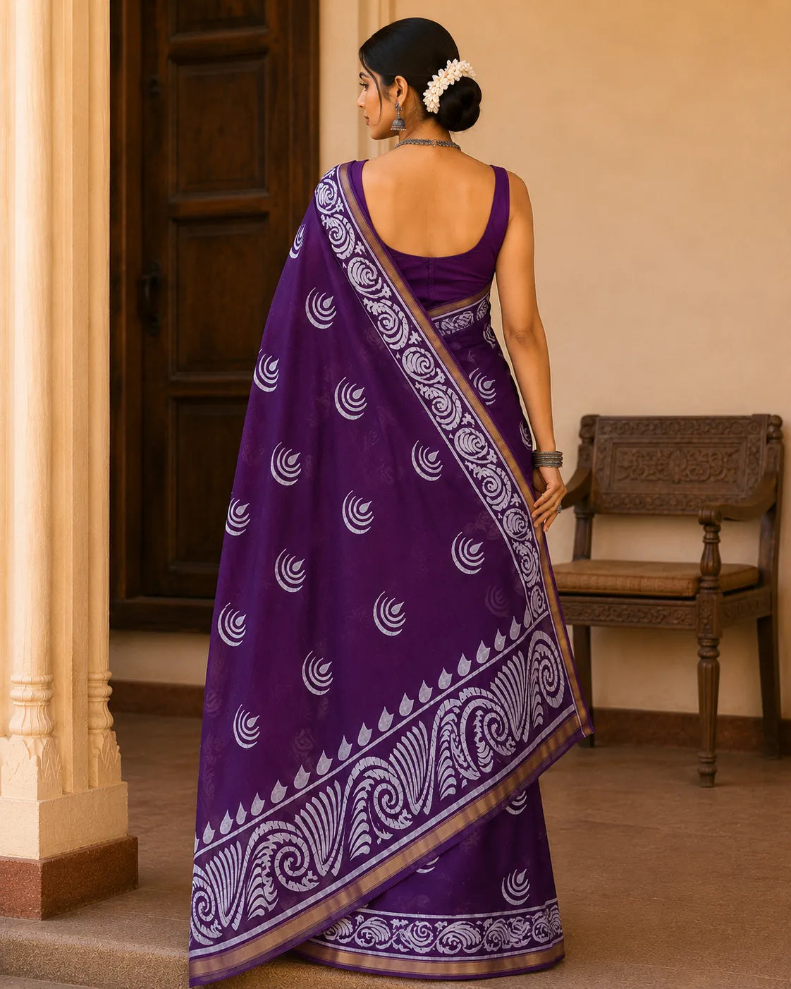 Organic Chanderi Purple - Saree
