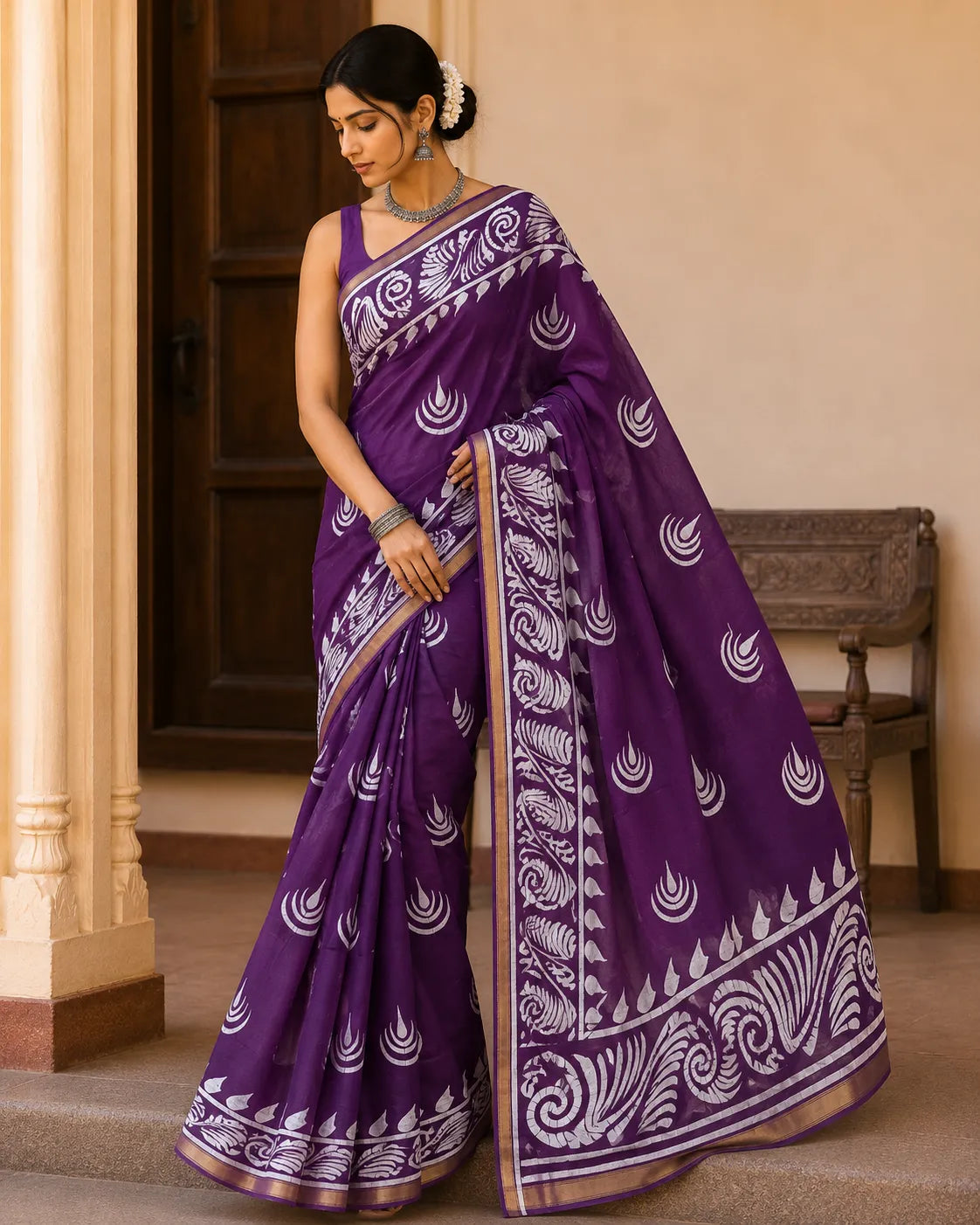 Organic Chanderi Purple - Saree