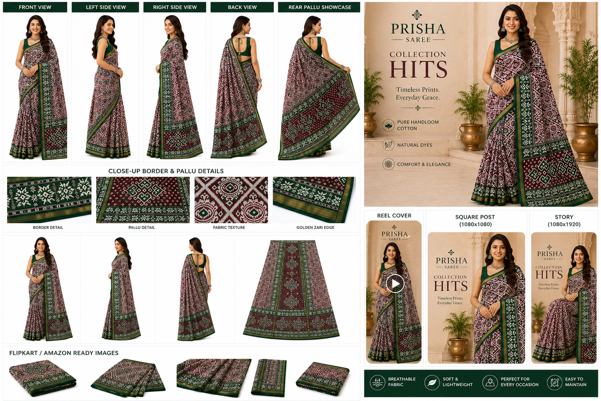 “Organic Cotton Printed Saree – Fast Colour & Wash Guarantee”