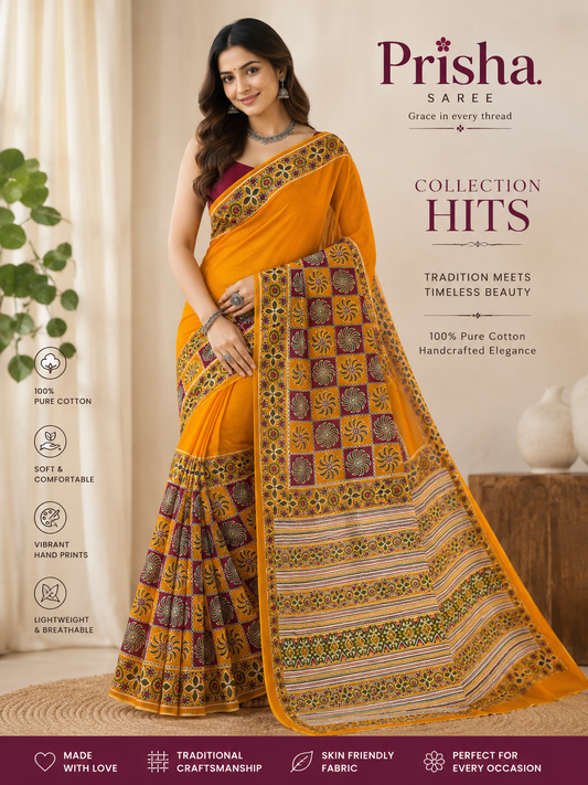 “Everyday Cotton Printed Saree – Organic Colour, Fade‑Free Wash Guarantee”