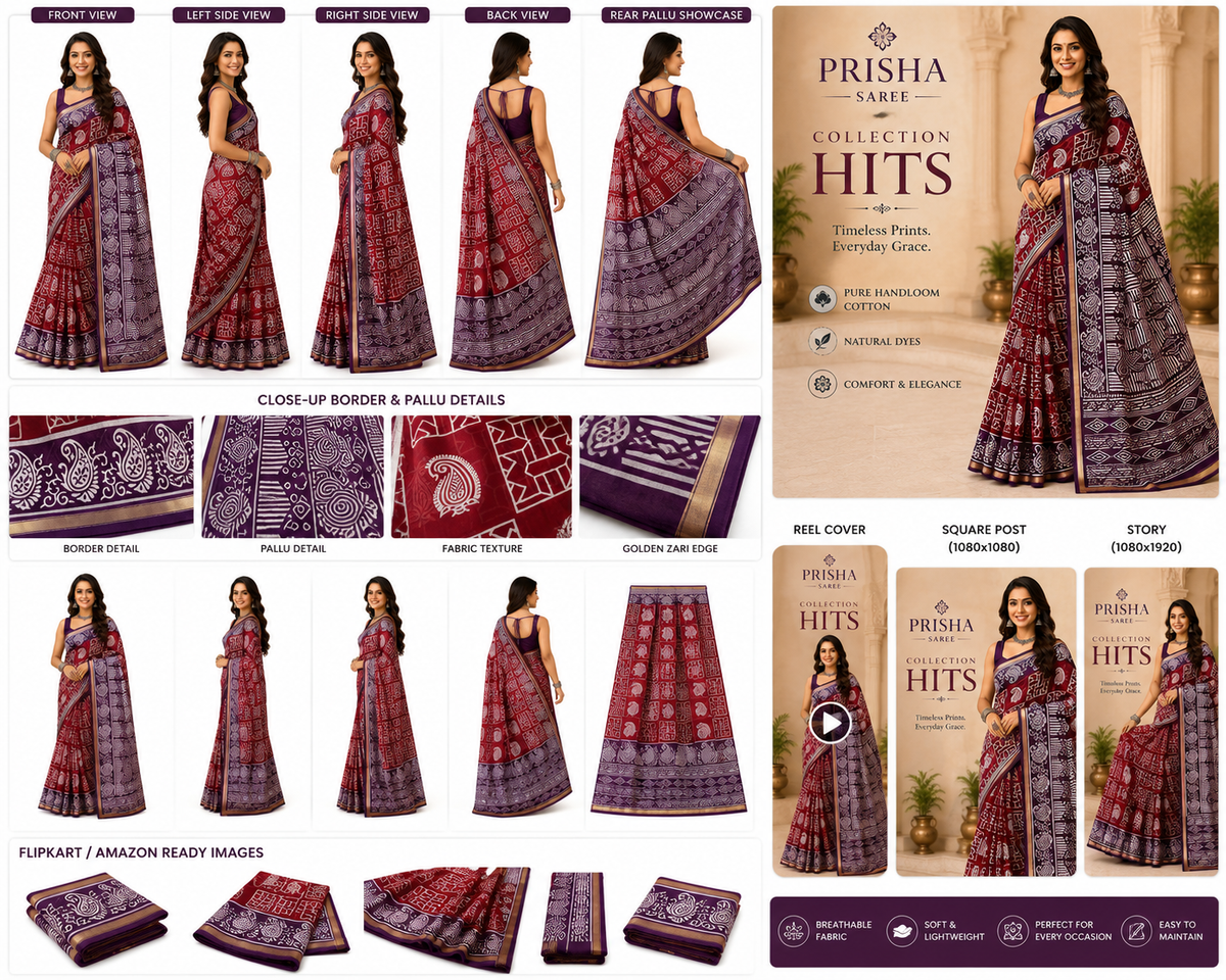 “Lightweight Cotton Printed Saree – Skin‑Friendly Organic Colours & Wash Guarantee”