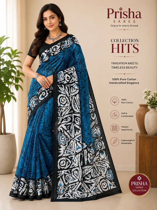 Floral Malmal Cotton Saree – Soft Touch, All‑Day Comfort